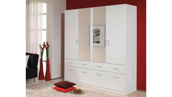 Kleiderschrank AALEN Schrank weiß mit Spiegel 181 cm