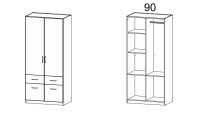 Kleiderschrank AALEN Schlafzimmerschrank weiß 91 cm