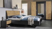 Schlafzimmer-Set BORNEO in Eiche Artisan und grau-metallic