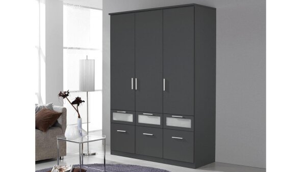 Kleiderschrank BOCHUM Schrank grau-metallic Dekor 136cm