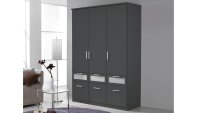 Kleiderschrank BOCHUM Schrank grau-metallic Dekor 136cm