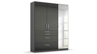 Kleiderschrank HOMBURG grau Hochglanz mit Spiegel 136x54