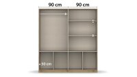 Drehtürenschrank CELLE Schrank grau Hochglanz 181x54 cm