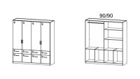 Drehtürenschrank CELLE Schrank grau Hochglanz 181x54 cm