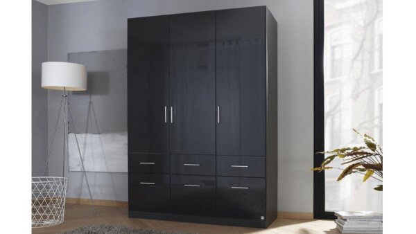 Drehtürenschrank CELLE Schrank grau Hochglanz 136x54 cm