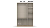 Drehtürenschrank CELLE Schrank grau Hochglanz 136x54 cm