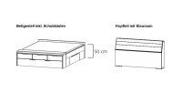 Doppelbett SCALA XL in Alpinweiß Dekor inkl. Bettschubkästen