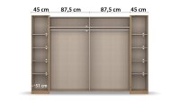 Schwebetürenschrank KRONACH Eiche Artisan Spiegel 269 cm