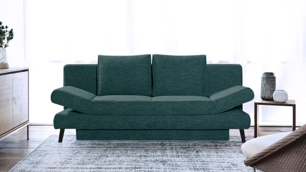 Schlafsofa SIDNEY Stoff türkis Federkern Bettkasten 200 cm