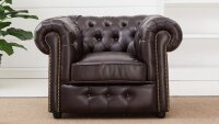 Sessel CHESTERFIELD dunkelbraun glänzend