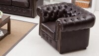 Sessel CHESTERFIELD dunkelbraun glänzend