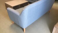 Sofa LINON 3-Sitzer aus Leinenstoff in hellblau mit Buche 198 cm