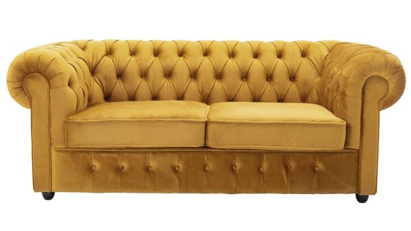 3-Sitzer Sofa CHESTERFIELD Couch Samt safrangelb 198 cm