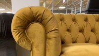 3-Sitzer Sofa CHESTERFIELD Couch Samt safrangelb 198 cm