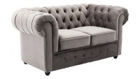 2-Sitzer Sofa CHESTERFIELD Couch in Samt grau 156 cm