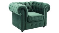 Sessel Relaxsessel CHESTERFIELD Samt dunkelgrün 114 cm