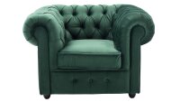 Sessel Relaxsessel CHESTERFIELD Samt dunkelgrün 114 cm