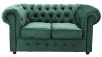 2-Sitzer Sofa CHESTERFIELD Couch Samt dunkelgrün 156 cm