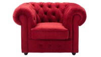 Sessel CHESTERFIELD in Samt rot Relaxsessel 114 cm