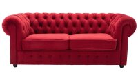 3-Sitzer Sofa CHESTERFIELD Couch in Samt rot 198 cm