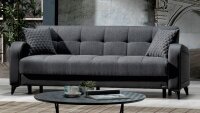 Sofa 3-Sitzer Schlafsofa RIVER in dunkelgrau schwarz 220x83