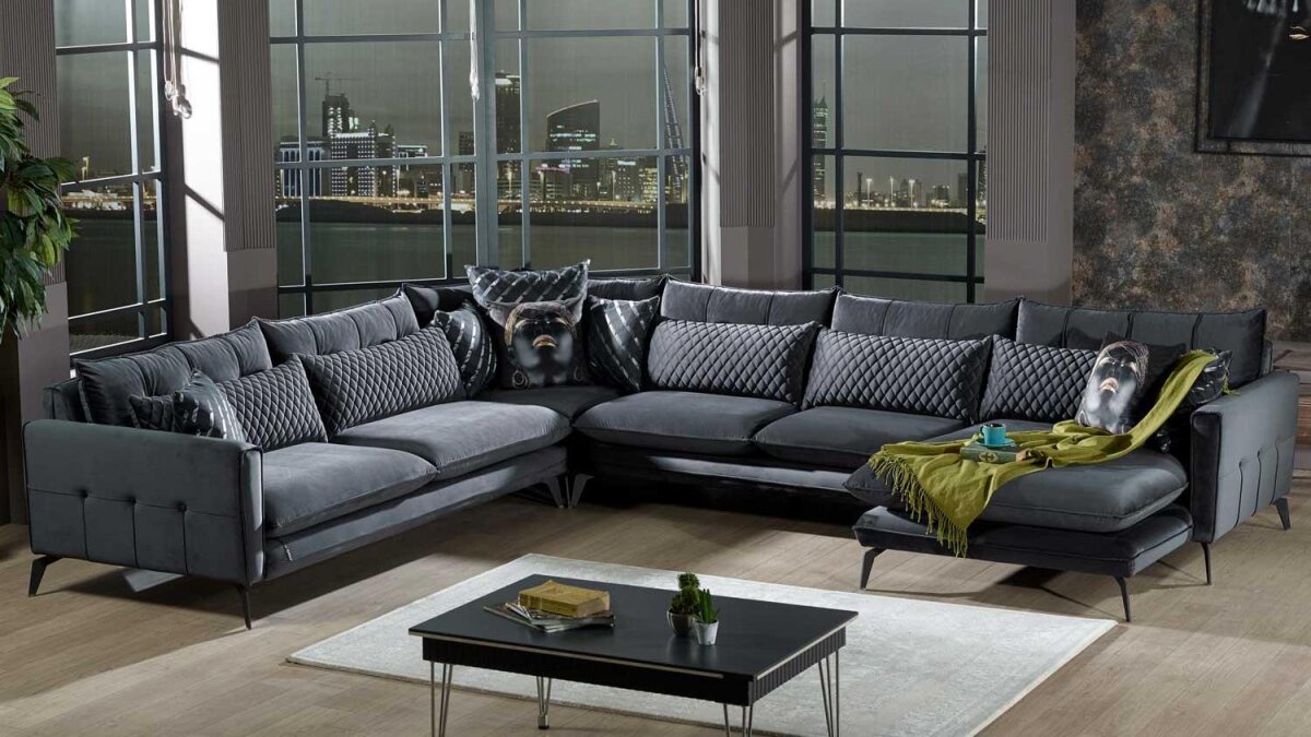 Sofa Wohnlandschaft store anthrazit-grau