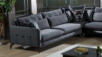 Wohnlandschaft SEFANUS Sofa U-Form anthrazit mit Kissen