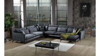 Wohnlandschaft SEFANUS Sofa U-Form anthrazit mit Kissen