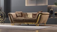 3-Sitzer Sofa LUGARO Wohnzimmer Couch creme inkl. Kissen