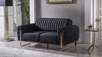 2-Sitzer Sofa SINGAPUR schwarz Gestell gold inkl. Kissen