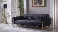 3-Sitzer Sofa SINGAPUR schwarz Gestell gold inkl. Kissen