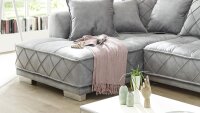 Ecksofa SENTINA L-Sofa Stoff Samtoptik grau inkl. Kissen