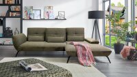 Ecksofa DOVER L-Sofa Stoff olive khaki Sitztiefenverstellung