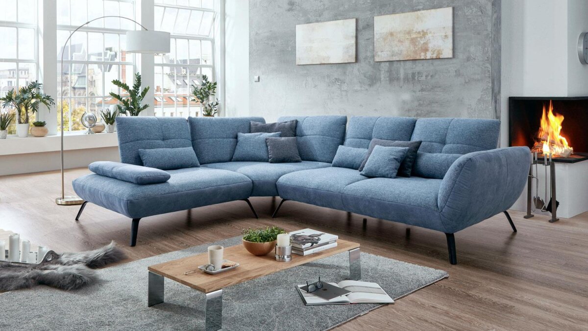 image.title Ecksofa DOVER L-Sofa Stoff eisblau blau Sitztiefenverstellung