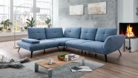 Ecksofa DOVER L-Sofa Stoff eisblau blau Sitztiefenverstellung