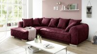 Ecksofa SENTINA L-Sofa Stoff Samtoptik violett inkl. Kissen