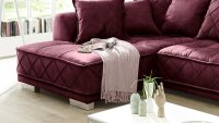 Ecksofa SENTINA L-Sofa Stoff Samtoptik violett inkl. Kissen